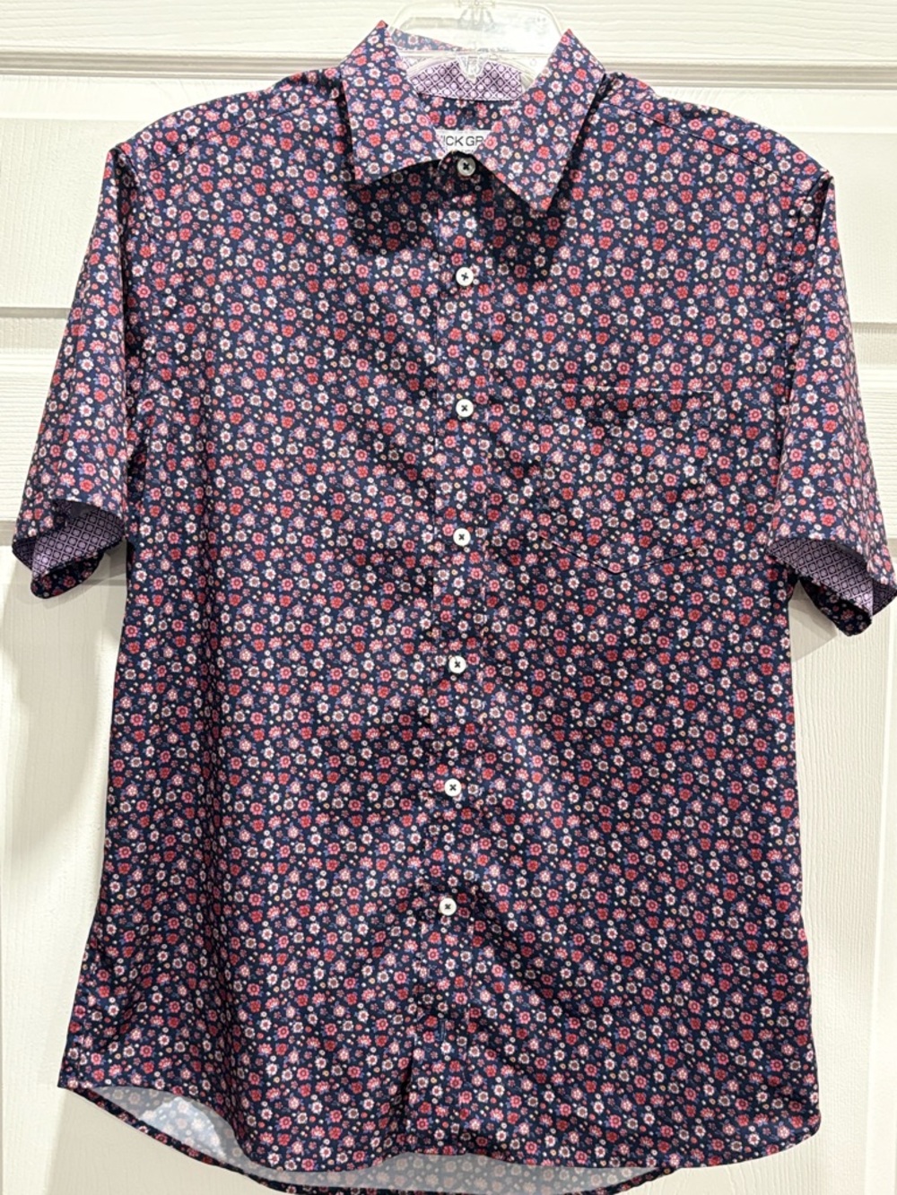 Nick Graham Floral Button Up Shirt Mens Medium Modern Fit Stretch Golf Spring